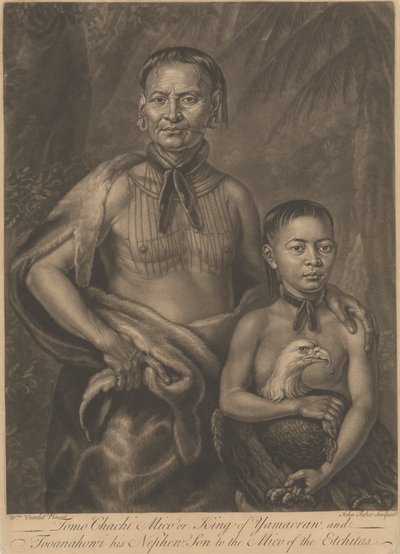 Tomo Chachi Mico, vagy Yamacraw királya, és Tooanahowi [sic], az unokaöccse alkotó: John Faber the younger
