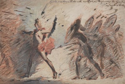 Apollo megelőzi Hektort égiszeivel, és szétszórja a görögöket, Fuseli előadásai alkotó: John Flaxman