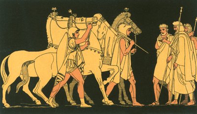 Diomed és Ulysses, visszatérve Rhesus zsákmányával alkotó: John Flaxman