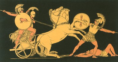 Diomed Ares ellen dobja lándzsáját alkotó: John Flaxman