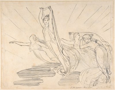 Reggel: Pope Odüsszeiája, 12. könyv (recto); tanulmány a végleges rajzhoz (verso) alkotó: John Flaxman
