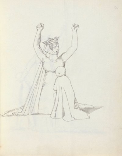 Mrs Siddons mint Constance, 1783 (toll, tinta és mosás papíron) alkotó: John Flaxman