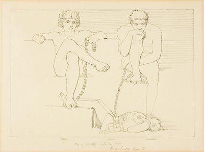 Othus és Ephialtes fogva tartja Ares-t alkotó: John Flaxman