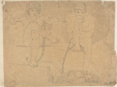 Otus és Ephialtes fogságban tartják a Marsot alkotó: John Flaxman
