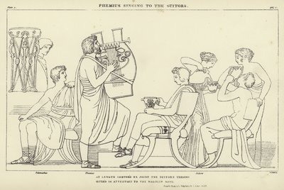 Phemius énekel a kérőknek alkotó: John Flaxman