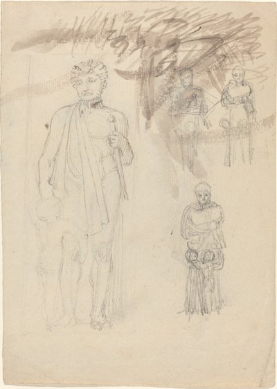 Tanulmányi lap, beleértve a Warrior with Child-t is [recto and verso] alkotó: John Flaxman