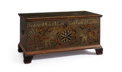 Díszített takaróláda Barbara Stauffer számára, Rapho Township, Lancaster County, Pennsylvania, USA, 1799 alkotó: John Flory