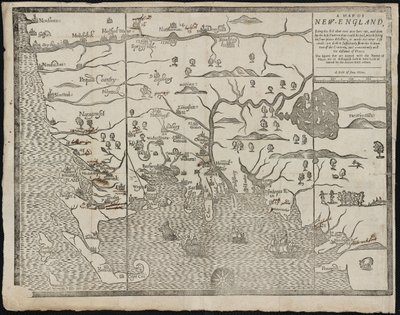 New England térképe: William Hubbards Új-Anglia jelenlegi állama, 1677 alkotó: John Foster