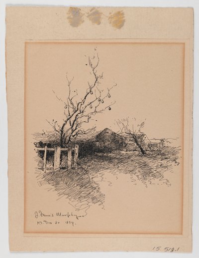 Tájkép, N.Y., 1894. december 20. (toll és tinta kartonra szerelt papíron) alkotó: John Francis Murphy