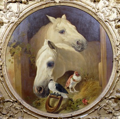 Lovak az istállóajtó mellett alkotó: John Frederick Herring Snr