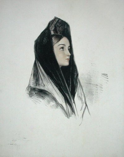 Lány Mantillában, Sevilla alkotó: John Frederick (after) Lewis