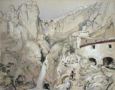 Cigányok, Ronda, a „Spanyolország vázlataiból”, Charles Joseph Hullmandel (1789-1850) metszete, 1836-ban megjelent (színes litó) alkotó: John Frederick (after) Lewis