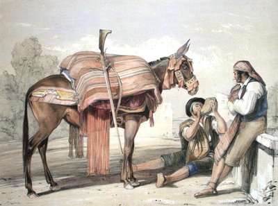 Vándorló parasztok öszvérrel, Andalúzia alkotó: John Frederick (after) Lewis