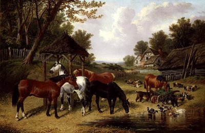 Lovak a tanya mellett (olaj, vászon) alkotó: John Frederick Herring Senior