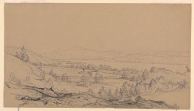 Rajz, George-tó, New York, északkeleti irányban, 1850-65 alkotó: John Frederick Kensett