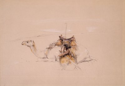 Bisharin arab tevéjével (ceruza és akvarell) alkotó: John Frederick Lewis