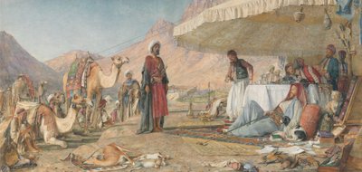 Egy frank tábor a Sínai-hegy sivatagában. 1842 - A Szent Katalin kolostor a távolban alkotó: John Frederick Lewis