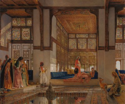 Látogatókat fogadó hölgy (a recepció) alkotó: John Frederick Lewis