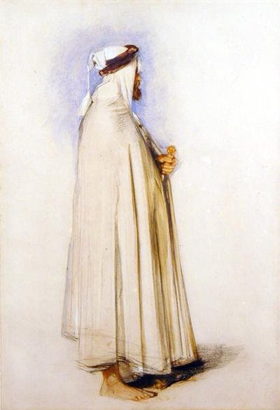 Egy arab (akvarell ceruza fölött, papíron) alkotó: John Frederick Lewis