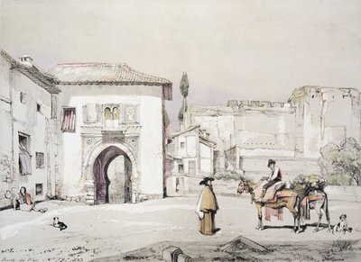A szőlő kapuja (Puerta del Vino), az Alhambra vázlataiból és rajzaiból, James Duffield Harding (1798-1863) metszete, 1833 alkotó: John Frederick Lewis