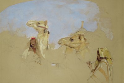 Tevék tanulmányozása beduin hajtókkal a Sínai-hegy sivatagában (ceruza, wc és gouache papíron) alkotó: John Frederick Lewis