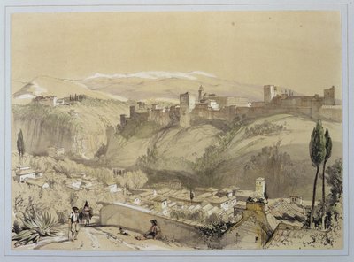 Az Alhambra az Albay-ból, a „Sketches and Drawings of the Alhambra”-ból, James Duffield Harding (1798-1863) metszete, 1835 alkotó: John Frederick Lewis