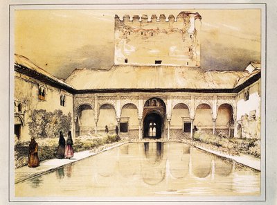 A granadai Alhambra, John Frederick Lewis színes litográfiája alkotó: John Frederick Lewis