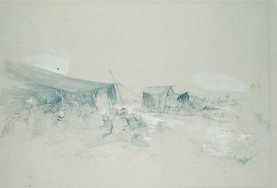 A Sínai-hegy sivataga (ceruza és gouache, papír) alkotó: John Frederick Lewis