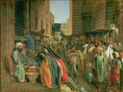 A Ghooreyah utca és mecset, Kairó (panel) alkotó: John Frederick Lewis
