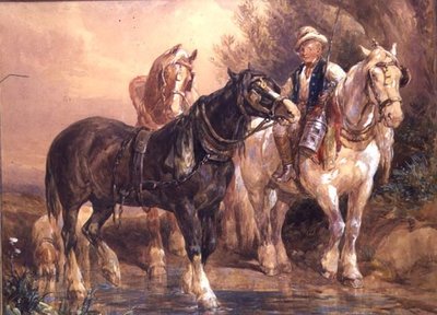 Fiú és szekér lovak alkotó: John Frederick Tayler