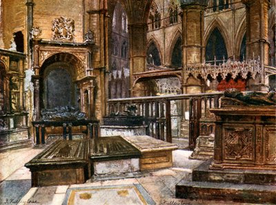 Earl Brasses és festői síremlékek a Szent Edmund-kápolnában (színes litográfia) alkotó: John Fulleylove