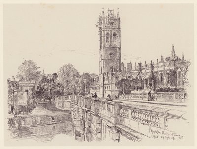 Magdalen College a hídról (litográfia) alkotó: John Fulleylove