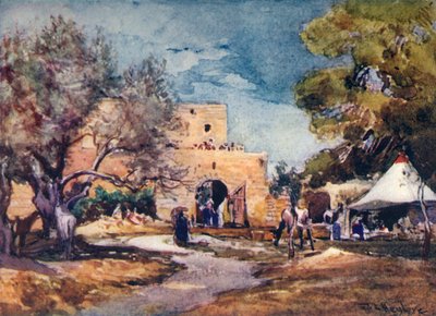 Középkori épület Jeruzsálem északi falán kívül, 1902. alkotó: John Fulleylove