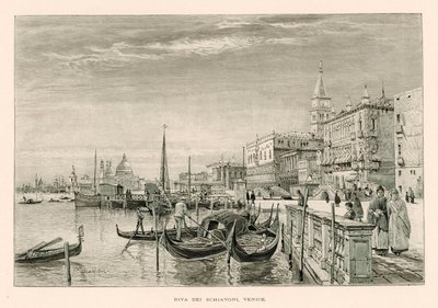 Riva dei Schiavoni, Velence (litho) alkotó: John Fulleylove