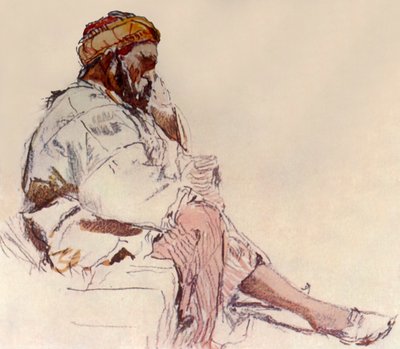 Szíriai paraszt Ülő: Profilban, 1902. alkotó: John Fulleylove
