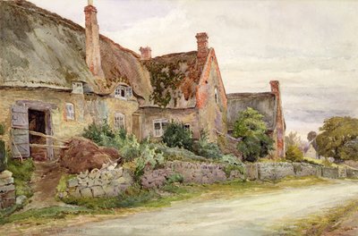 Nádfedeles kunyhó pajtával, 1881 (wc és grafit papíron) alkotó: John Fulleylove