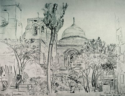 A Szent Sír-templom a görög kolostor kertjéből, 1902. alkotó: John Fulleylove