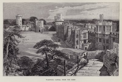 Warwick kastély, a templomból (litho) alkotó: John Fulleylove