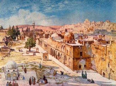 A templomterület nyugati oldala az Antonia-torony helye melletti laktanyából, 1902. alkotó: John Fulleylove