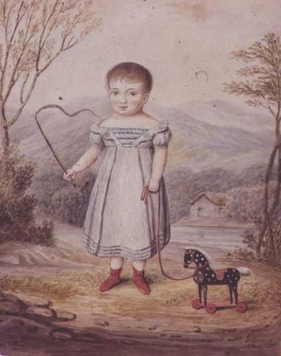 Lány egy játék lóval alkotó: John Gadsby Chapman