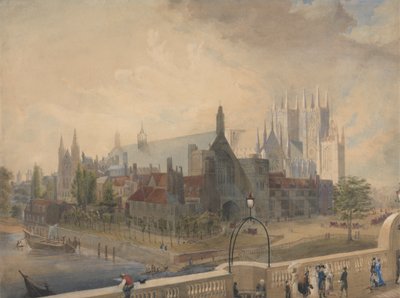 Kilátás a Westminster Hallra és az apátságra a hídról alkotó: John Gendall