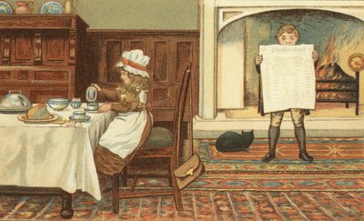 Reggeli (színes litho) alkotó: John George (after) Sowerby