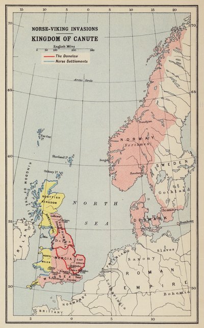Norvég-viking invázió, Canute Királyság (litó) alkotó: John George Bartholomew