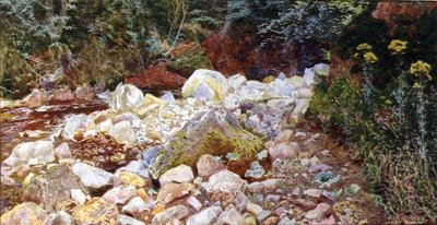 Sziklás patak (akvarell papíron) alkotó: John George Sowerby