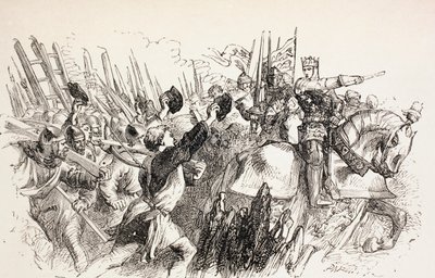 Henrik király erői Harfleur ostrománál, Franciaországban, 1890 alkotó: John Gilbert