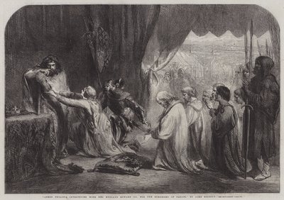 Philippa királynő közbenjár férjénél, III. Edwardnál a calais-i polgárokért. alkotó: John Gilbert