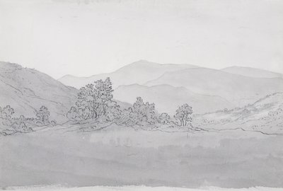 Llantysilio Mountain, Wales (toll, tinta és mosás papíron) alkotó: John Glover