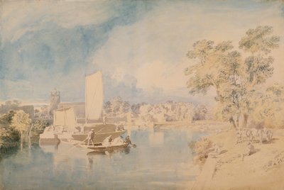 A Temze Isleworth-ben, 1805-1810 körül (grafit és WC papíron) alkotó: John Glover