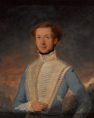 Henry Briggs hadnagy, 2. Madras könnyűlovasság, 1832 körül alkotó: John Godwin Williams