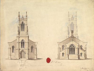 Tervezés a javasolt Middlesborough-i templomhoz, 1837 alkotó: John Greenwood
